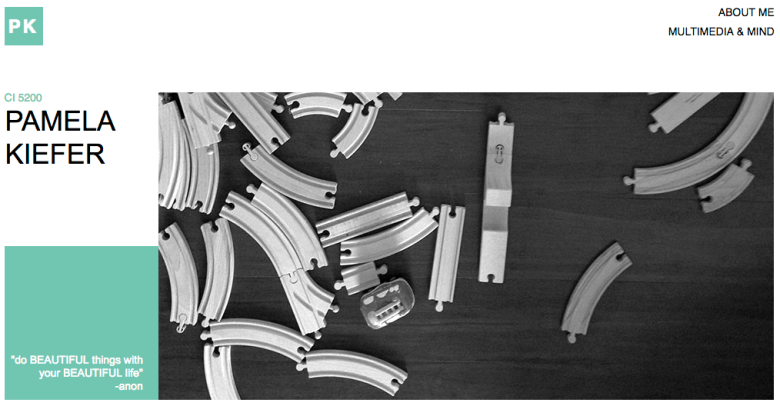 Screen image of Pamela Kiefer's CI5200 Portfolio Site